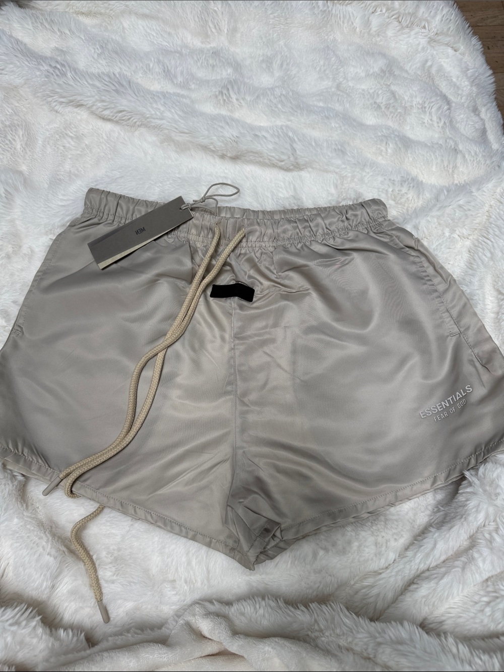 Essentials Stone Beige Drawstring Shorts - Picture 3 of 4
